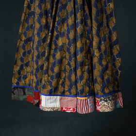 Bagru Hand Block Print 24 Kali Cotton Long Skirt with Patchwork Border 121