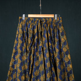 Bagru Hand Block Print 24 Kali Cotton Long Skirt with Patchwork Border 121