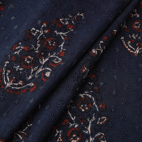 Blue  - Kutch Hand Block Ajrakh Print Natural Dyed Cotton Hakoba Fabric 26