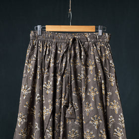 Bagru Hand Block Print 24 Kali Cotton Long Skirt with Patchwork Border 122