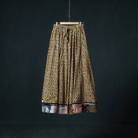 Bagru Hand Block Print 24 Kali Cotton Long Skirt with Patchwork Border 123