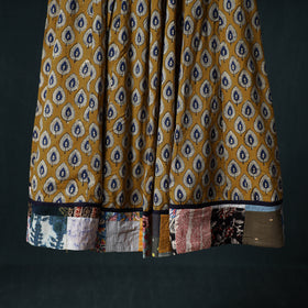 Bagru Hand Block Print 24 Kali Cotton Long Skirt with Patchwork Border 123