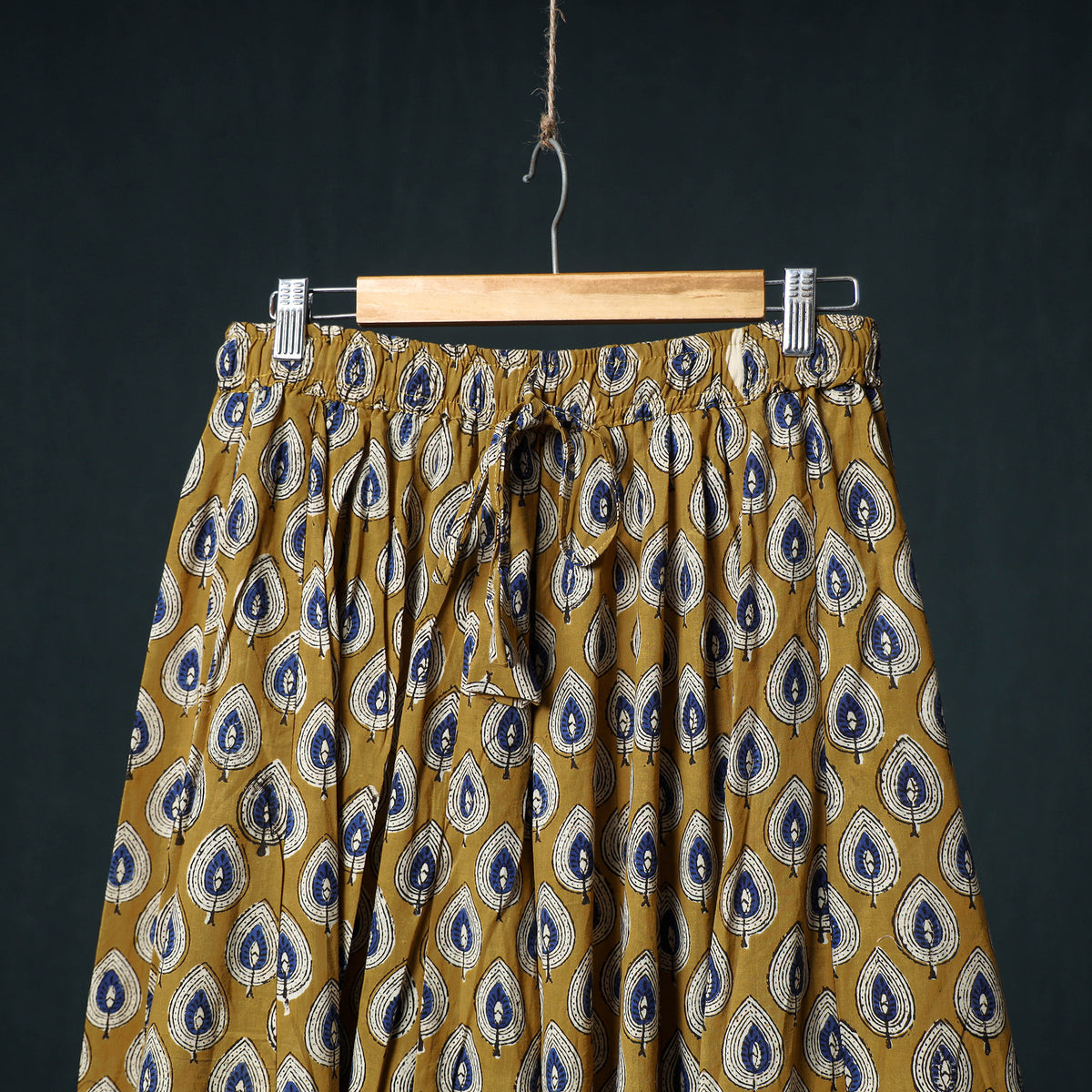 Bagru Hand Block Print 24 Kali Cotton Long Skirt with Patchwork Border 123