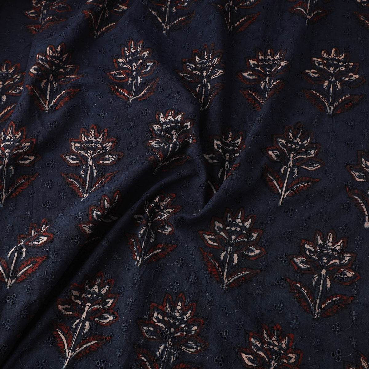 Kutch Hand Block Ajrakh Print Natural Dyed Cotton Hakoba Fabric 28