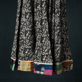 Bagru Hand Block Print 24 Kali Cotton Long Skirt with Patchwork Border 124