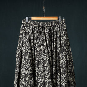 Bagru Hand Block Print 24 Kali Cotton Long Skirt with Patchwork Border 124