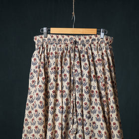 Bagru Hand Block Print 24 Kali Cotton Long Skirt with Patchwork Border 125