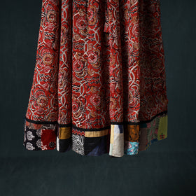 Bagru Hand Block Print 24 Kali Cotton Long Skirt with Patchwork Border 126