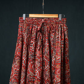 Bagru Hand Block Print 24 Kali Cotton Long Skirt with Patchwork Border 126