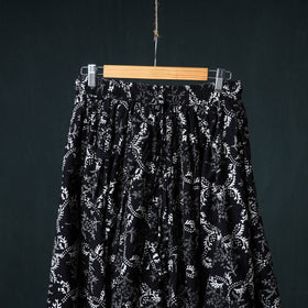 Bagru Hand Block Print 24 Kali Cotton Long Skirt with Patchwork Border 129