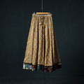 Bagru Hand Block Print 24 Kali Cotton Long Skirt with Patchwork Border 130