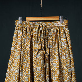 Bagru Hand Block Print 24 Kali Cotton Long Skirt with Patchwork Border 130