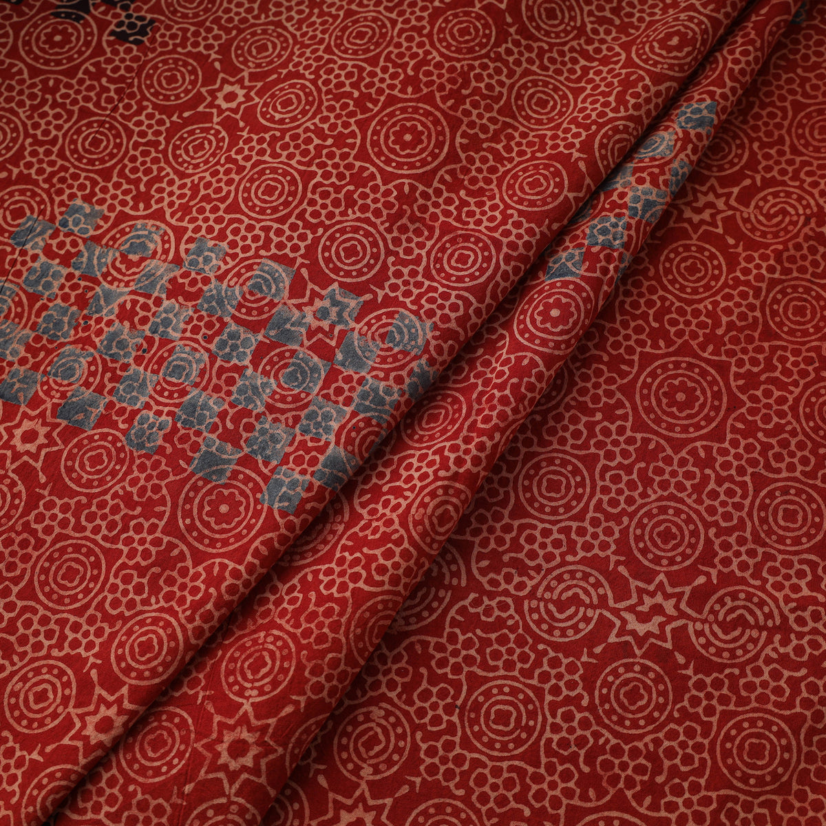 Kutch Ajrakh Print Hand Block Natural Dyed Cotton Fabric 01