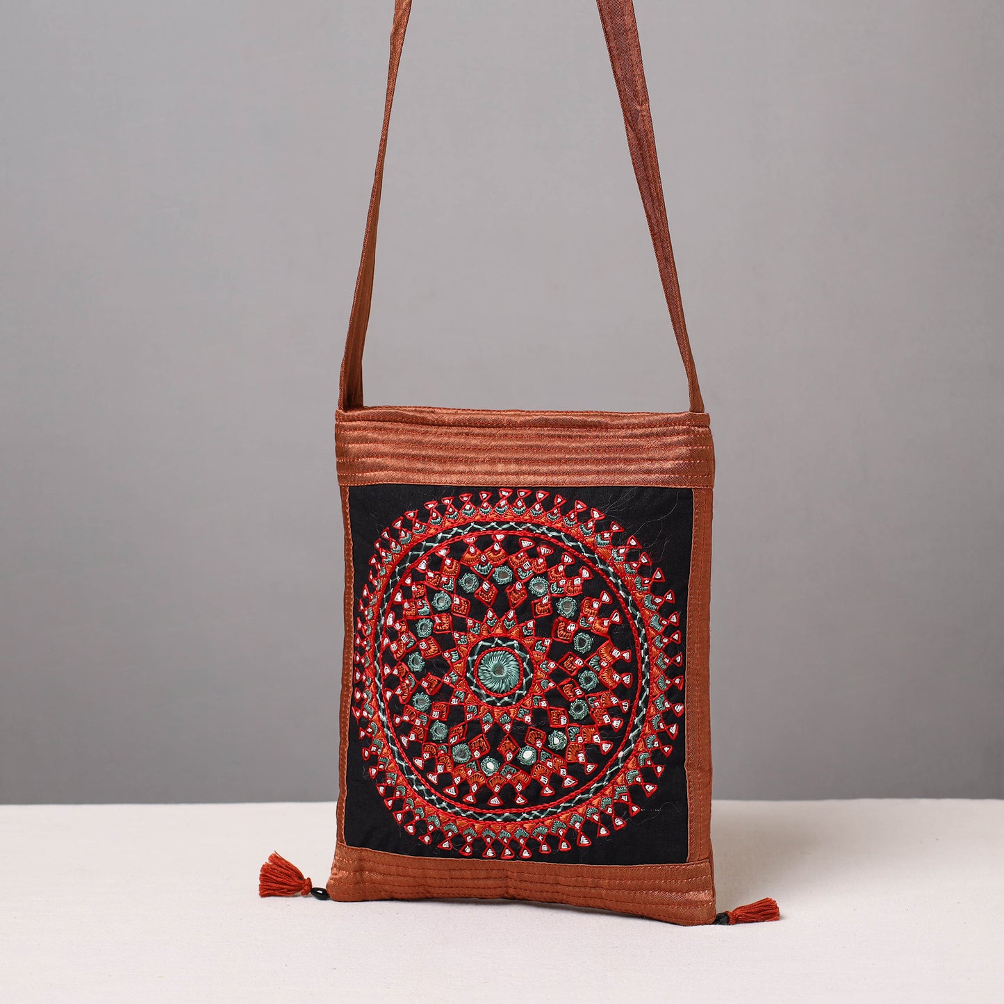 Mashru Silk Kutch Neran Hand Embroidery Sling Bag 02