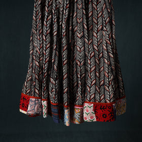 Bagru Hand Block Print 24 Kali Cotton Long Skirt with Patchwork Border 131