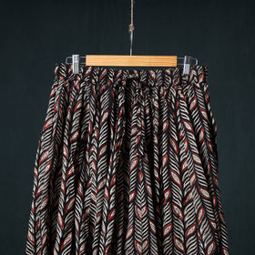 Bagru Hand Block Print 24 Kali Cotton Long Skirt with Patchwork Border 131