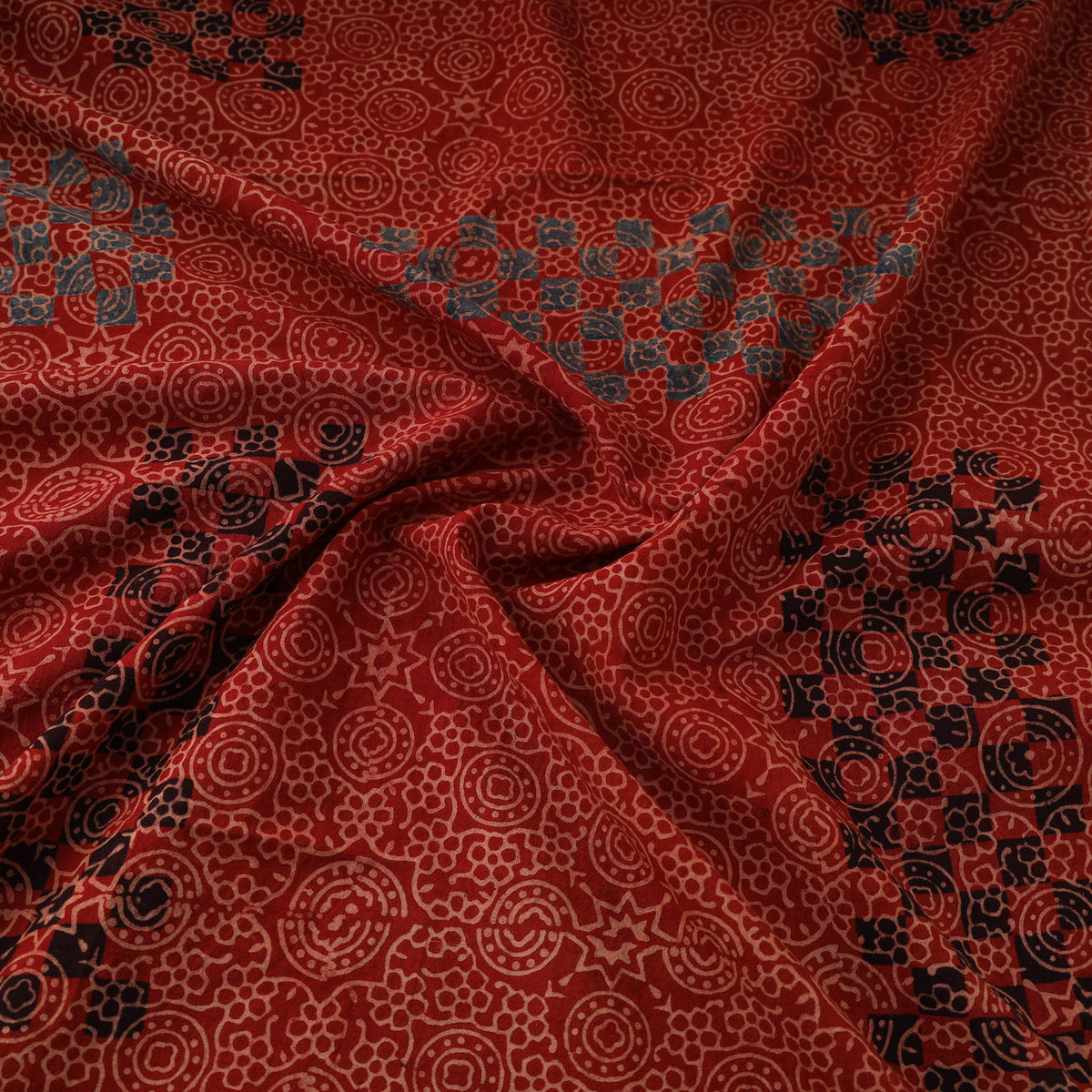 Kutch Ajrakh Print Hand Block Natural Dyed Cotton Fabric 01