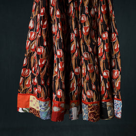 Bagru Hand Block Print 24 Kali Cotton Long Skirt with Patchwork Border 132