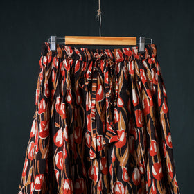 Bagru Hand Block Print 24 Kali Cotton Long Skirt with Patchwork Border 132