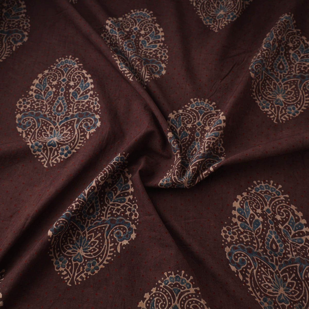 Kutch Ajrakh Print Hand Block Natural Dyed Cotton Fabric 03