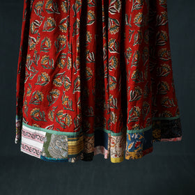 Bagru Hand Block Print 24 Kali Cotton Long Skirt with Patchwork Border 133