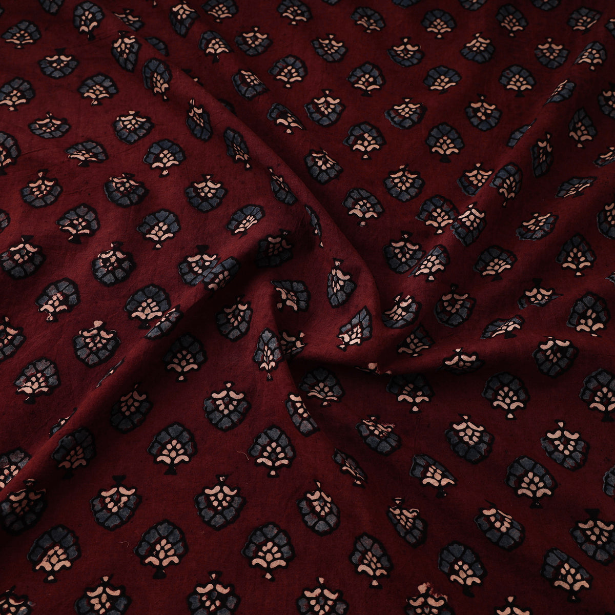 Kutch Ajrakh Print Hand Block Natural Dyed Cotton Fabric 05