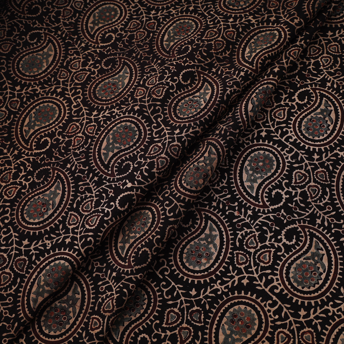 Kutch Ajrakh Print Hand Block Natural Dyed Cotton Fabric 06