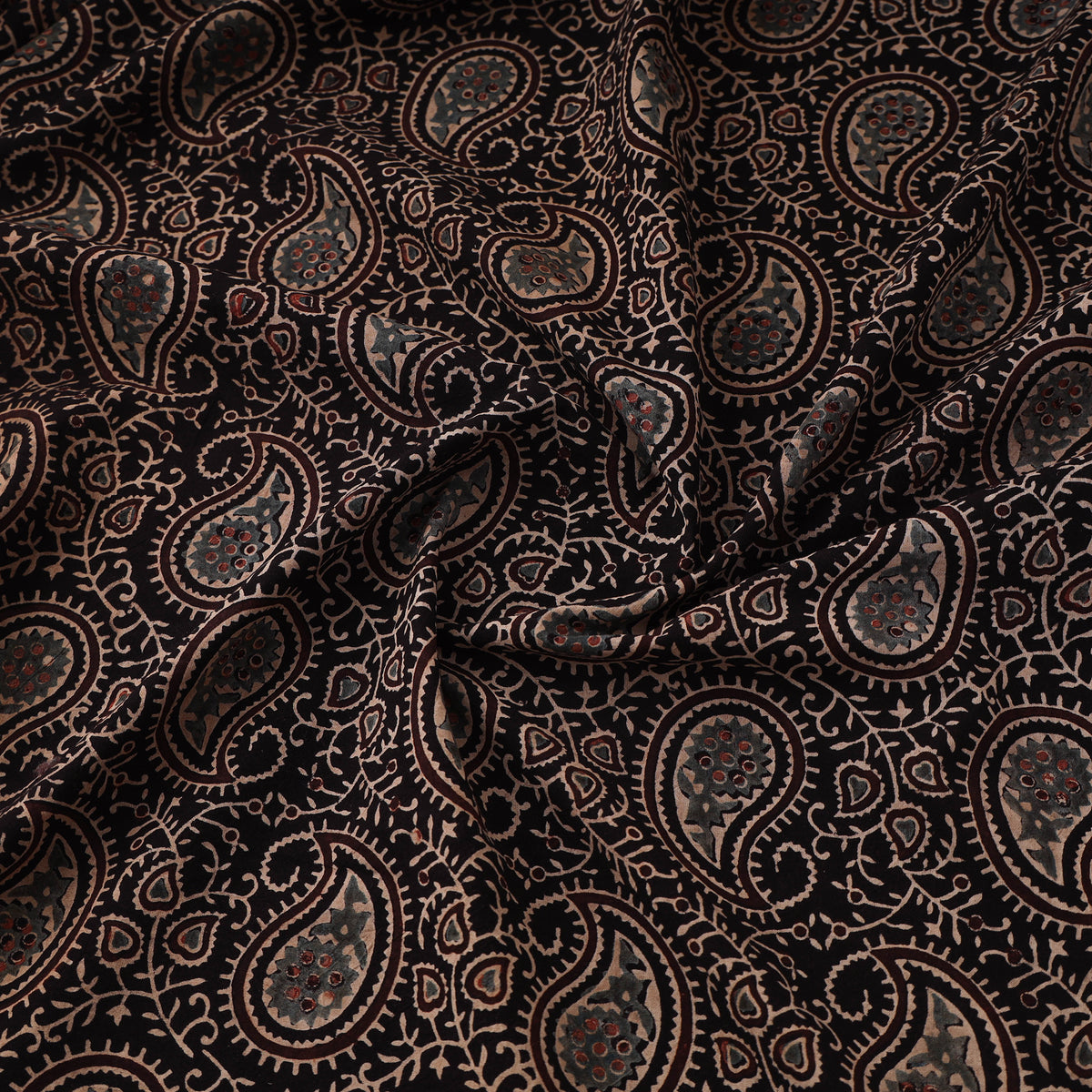 Kutch Ajrakh Print Hand Block Natural Dyed Cotton Fabric 06