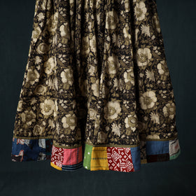 Bagru Hand Block Print 24 Kali Cotton Long Skirt with Patchwork Border 135