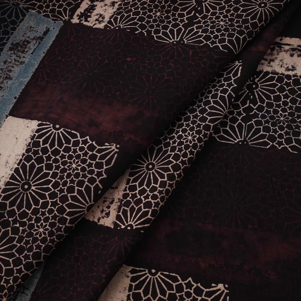 Kutch Ajrakh Print Hand Block Natural Dyed Cotton Fabric 08