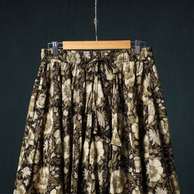 Bagru Hand Block Print 24 Kali Cotton Long Skirt with Patchwork Border 135