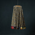 Bagru Hand Block Print 24 Kali Cotton Long Skirt with Patchwork Border 136