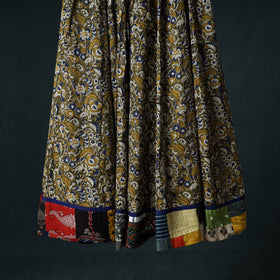 Bagru Hand Block Print 24 Kali Cotton Long Skirt with Patchwork Border 136