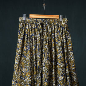 Bagru Hand Block Print 24 Kali Cotton Long Skirt with Patchwork Border 136