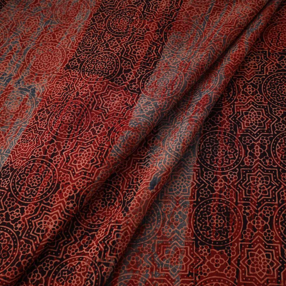 Kutch Ajrakh Print Hand Block Natural Dyed Cotton Fabric 11