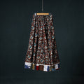 Bagru Hand Block Print 24 Kali Cotton Long Skirt with Patchwork Border 137