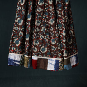 Bagru Hand Block Print 24 Kali Cotton Long Skirt with Patchwork Border 137