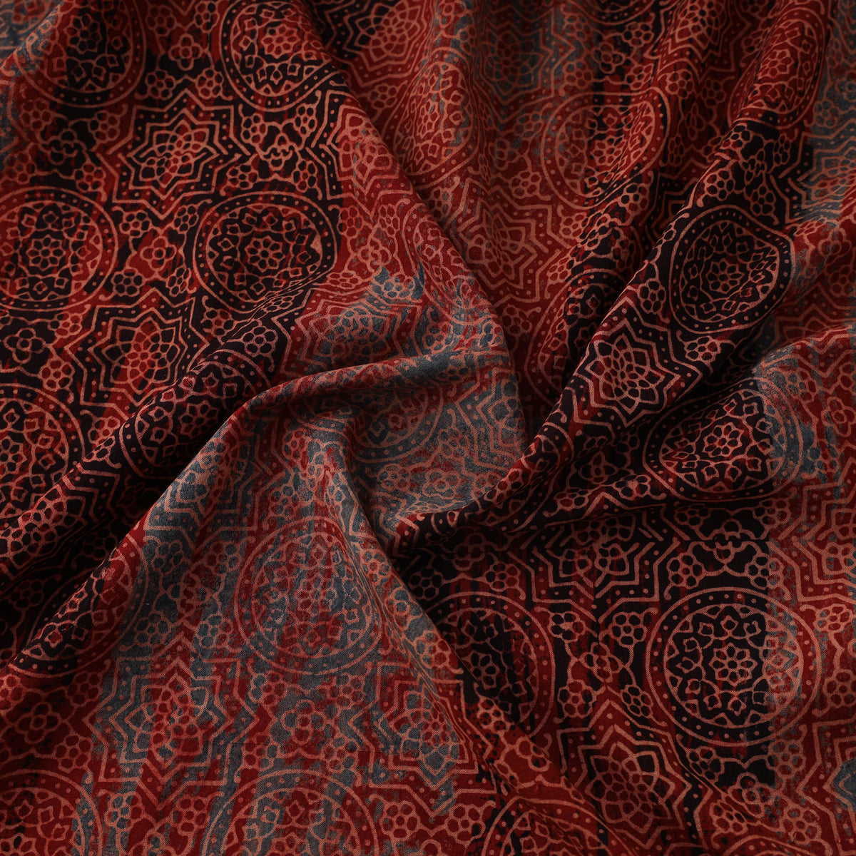 Kutch Ajrakh Print Hand Block Natural Dyed Cotton Fabric 11