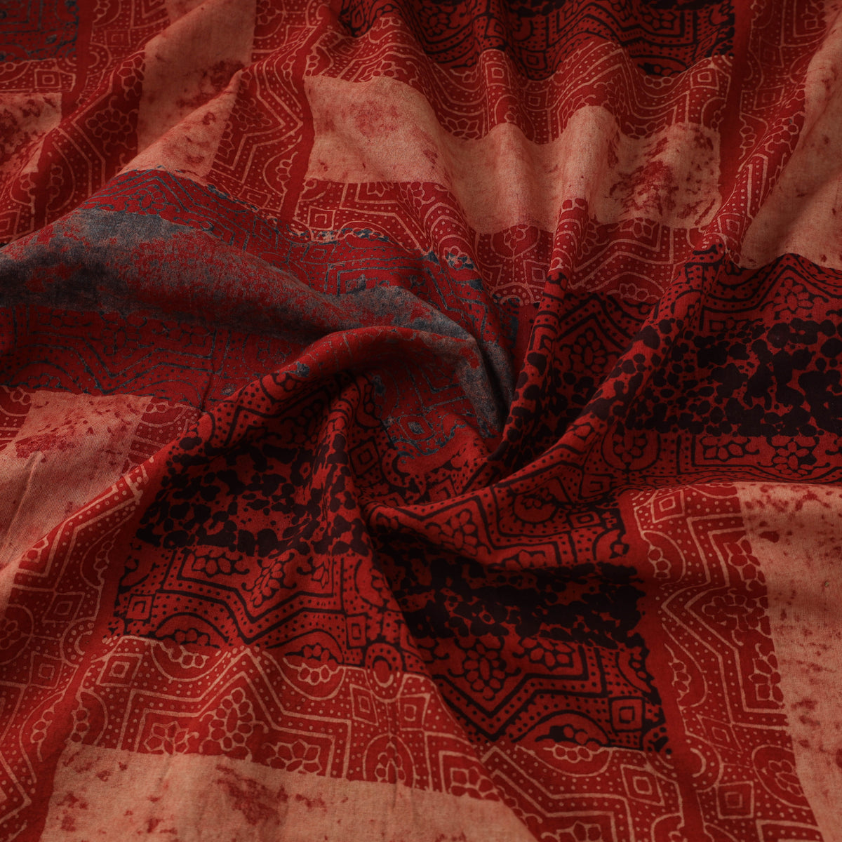 Kutch Ajrakh Print Hand Block Natural Dyed Cotton Fabric 12