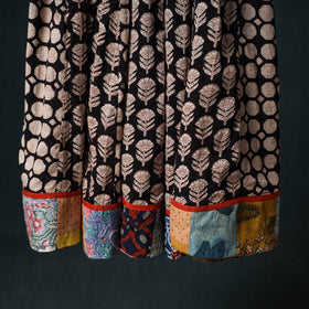 Bagru Hand Block Print 24 Kali Cotton Long Skirt with Patchwork Border 138