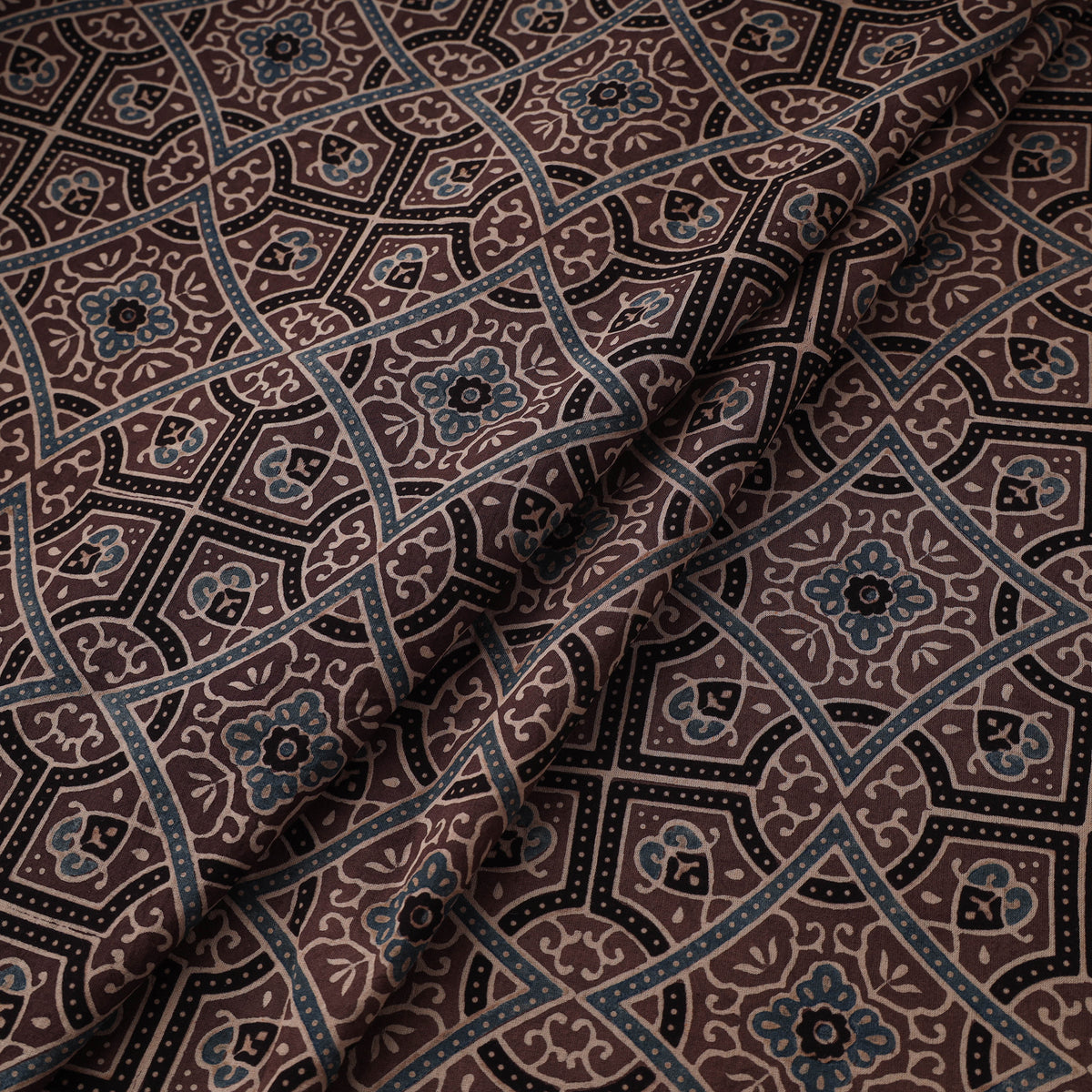 Kutch Ajrakh Print Hand Block Natural Dyed Cotton Fabric 14