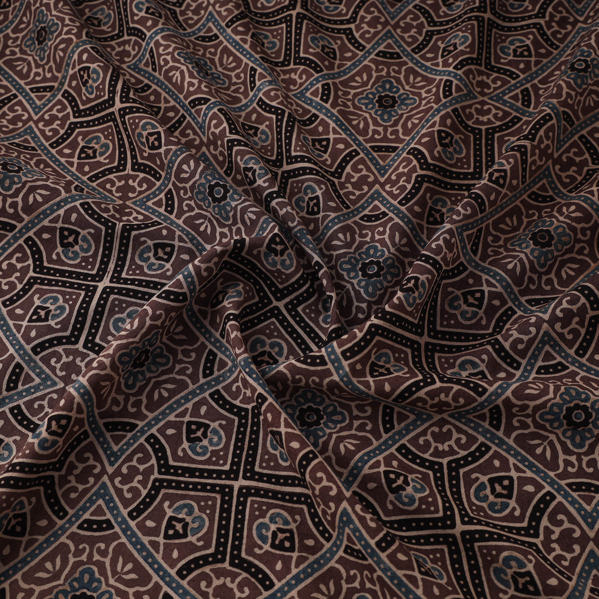 Kutch Ajrakh Print Hand Block Natural Dyed Cotton Fabric 14