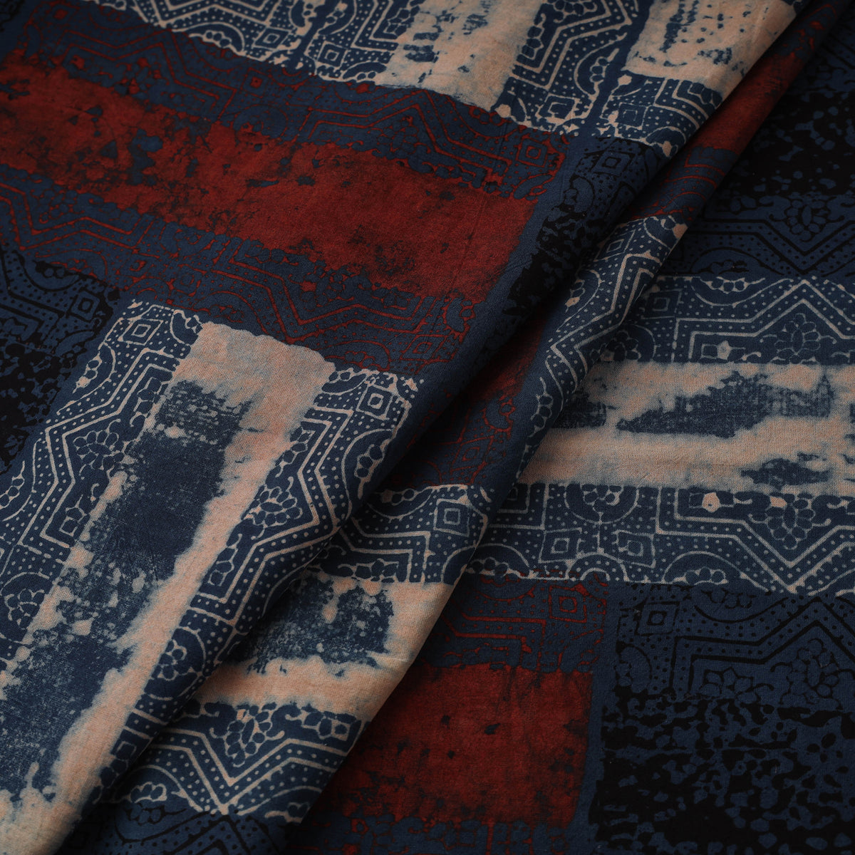 Blue - kutch ajrakh print hand block natural dyed cotton