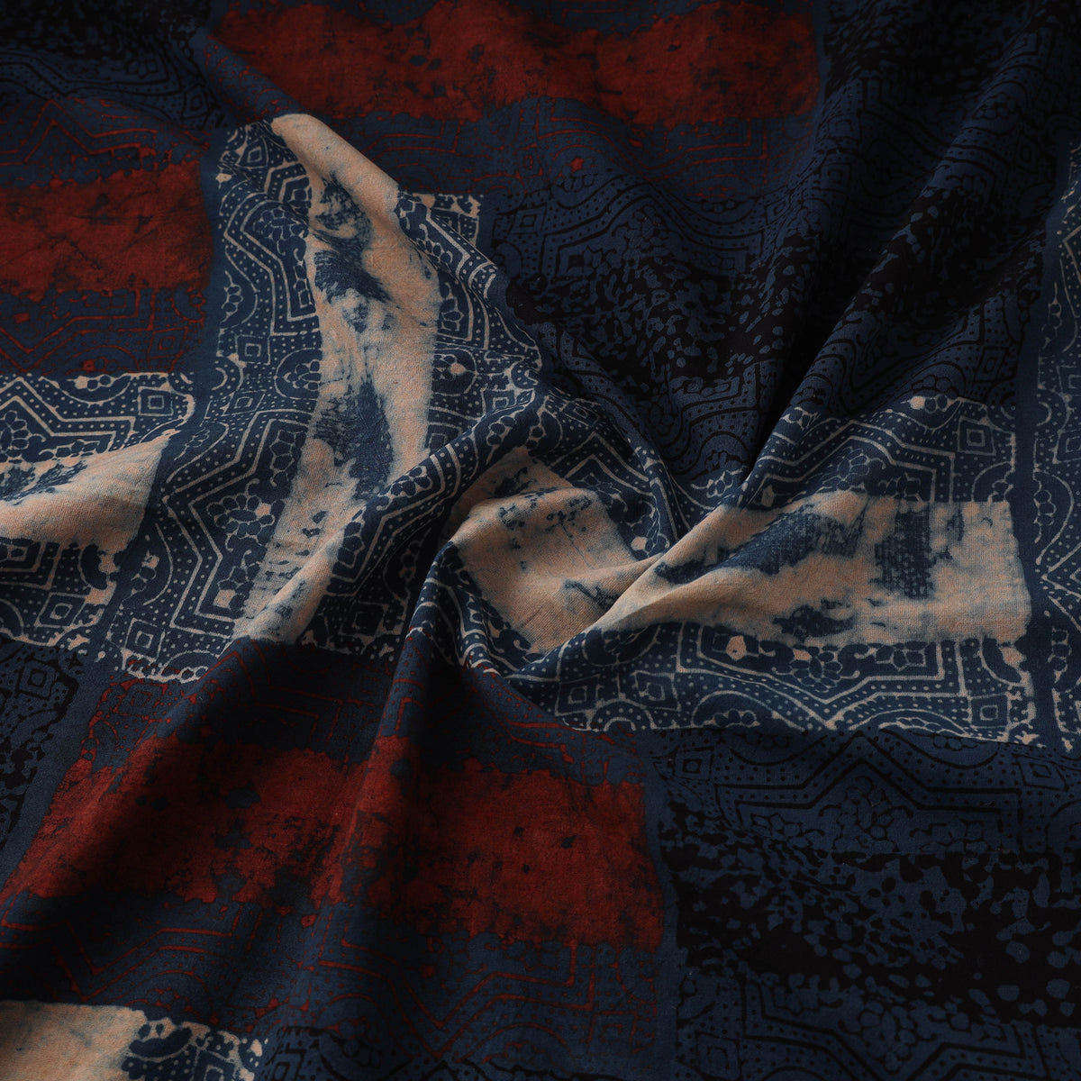 Blue - kutch ajrakh print hand block natural dyed cotton