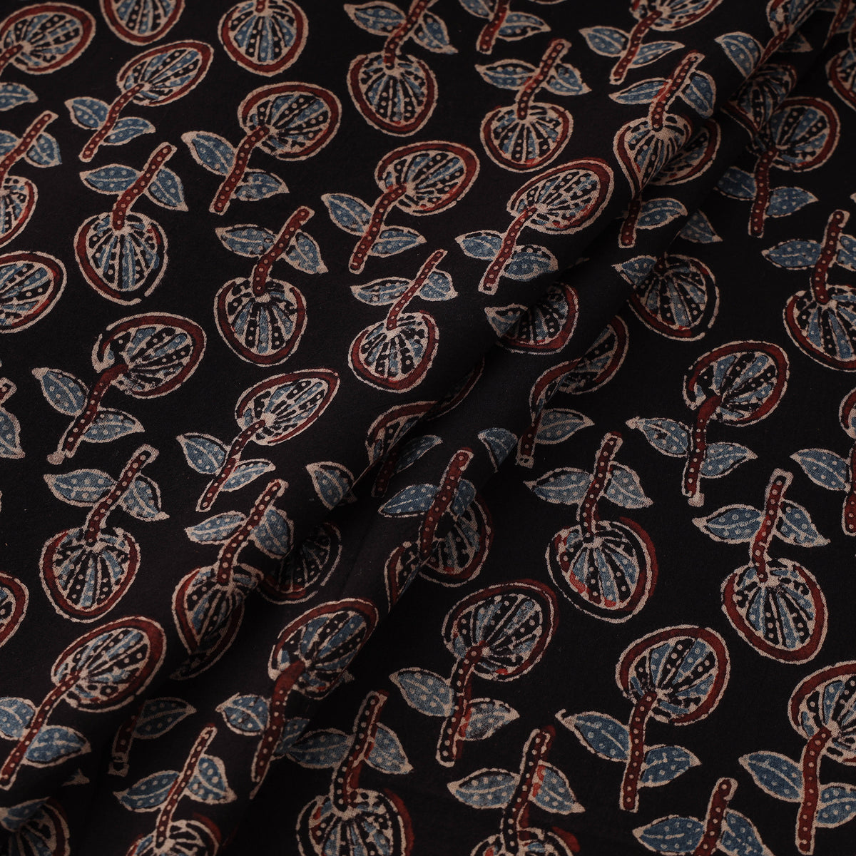 Kutch Ajrakh Print Hand Block Natural Dyed Cotton Fabric 16