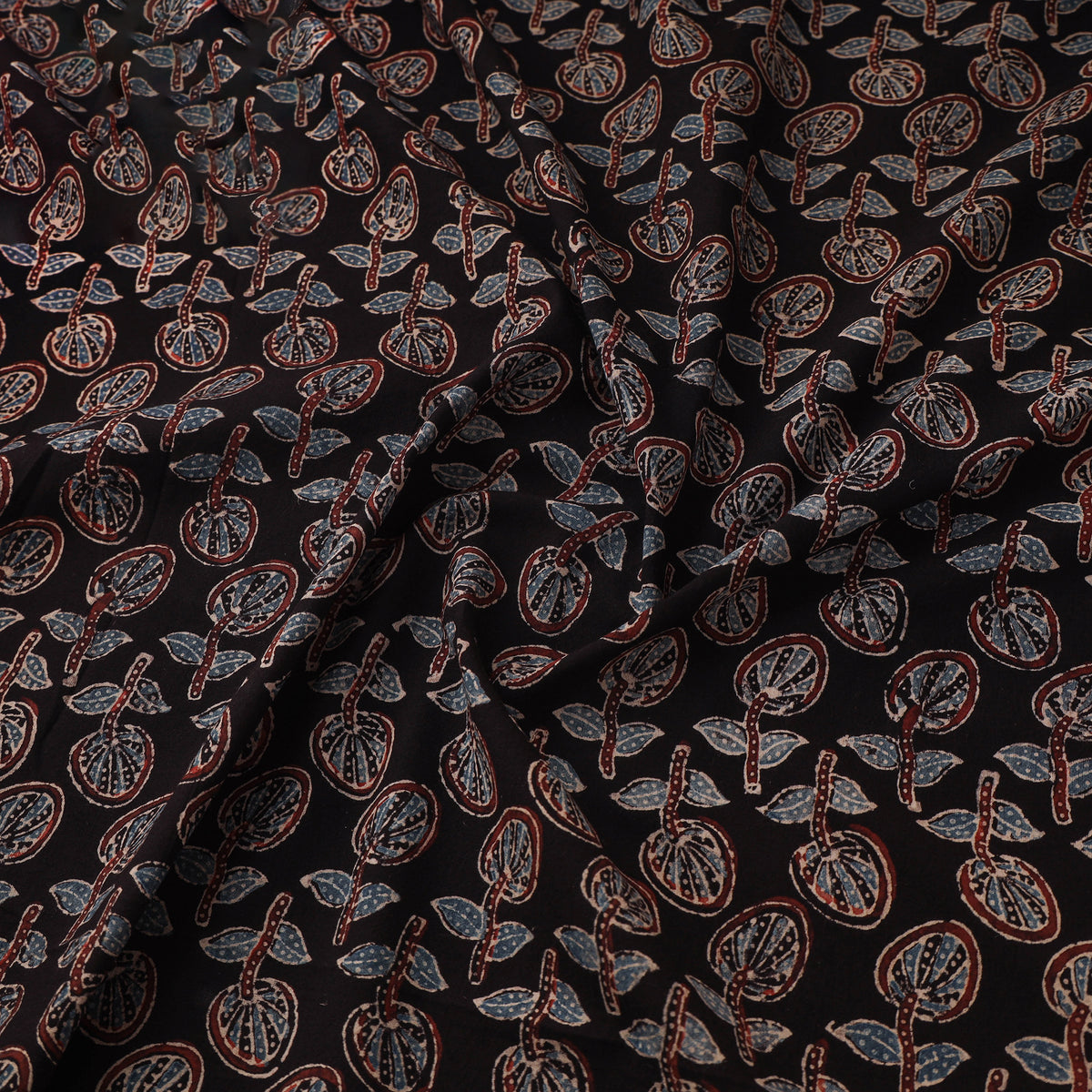Kutch Ajrakh Print Hand Block Natural Dyed Cotton Fabric 16