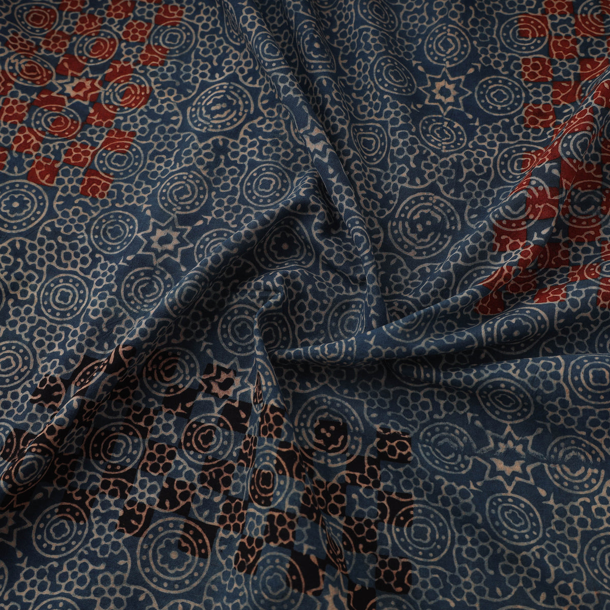 Kutch Ajrakh Print Hand Block Natural Dyed Cotton Fabric 18