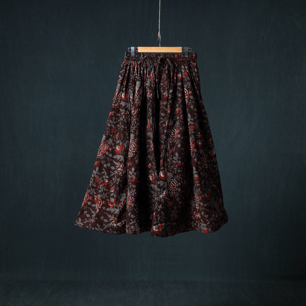 Bagru Hand Block Print 24 Kali Cotton Long Skirt 148