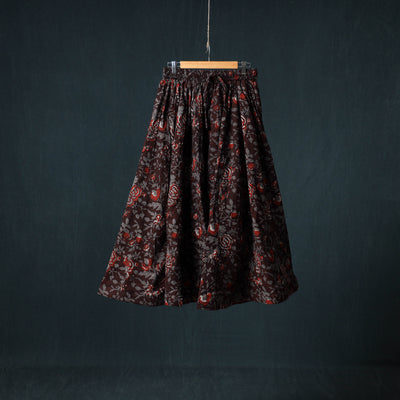 Bagru Hand Block Print 24 Kali Cotton Long Skirt 148