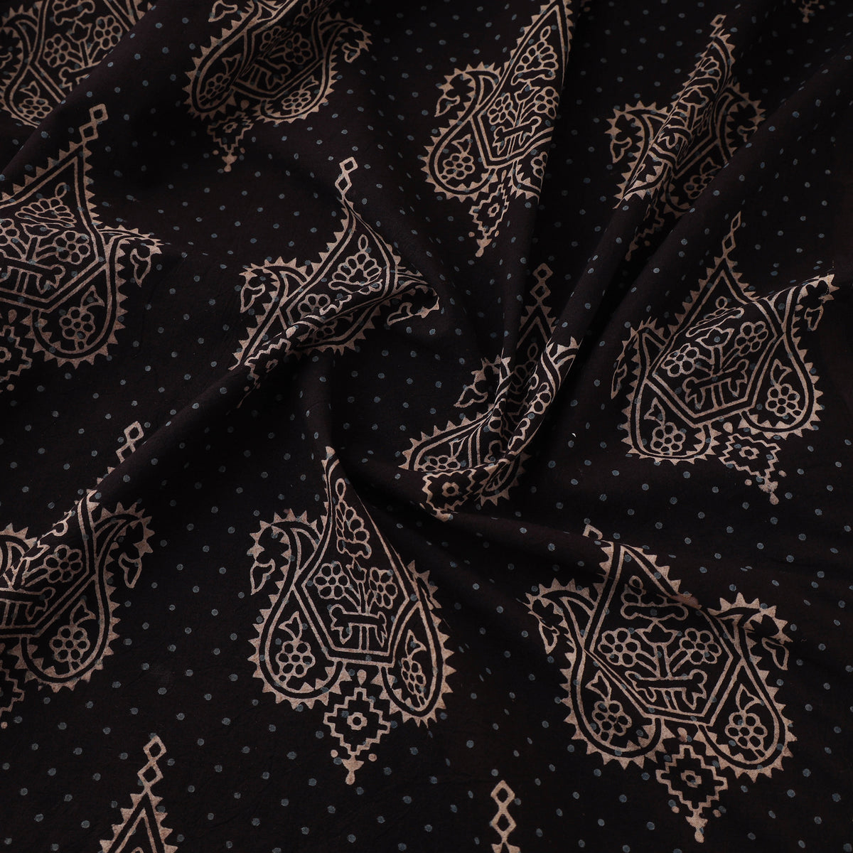 Kutch Ajrakh Print Hand Block Natural Dyed Cotton Fabric 21